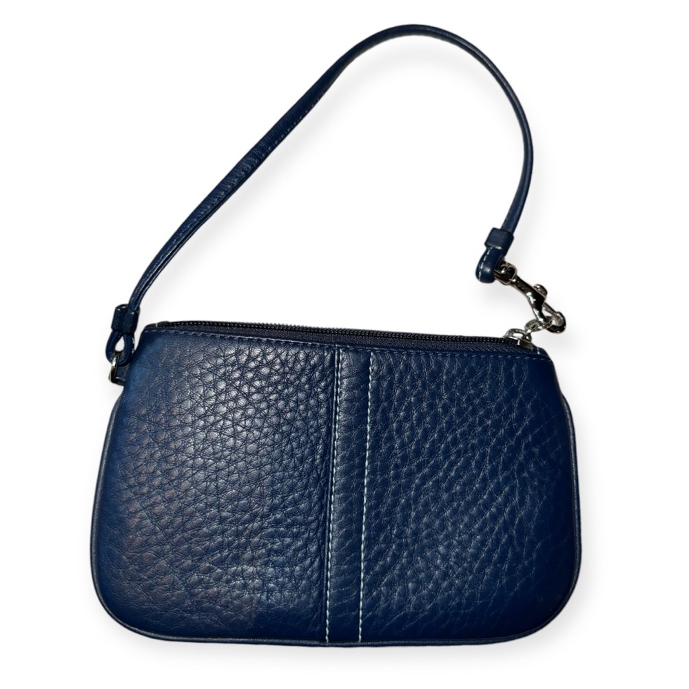 Navy Blue Leather Wristlet